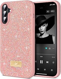 جراب لسامسونج Galaxy A15 بلمعة كريستالية، غطاء حماية رفيع وخفيف الوزن ومقاوم للصدمات والخدوش (وردي)