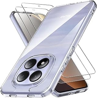 جراب لهاتف شاومي Redmi Note 15 Pro 5G مع 2 لاصقة حماية للشاشة، جراب هجين من TPU وPC أكريليك نحيف، غطاء خلفي صلب شفاف كريستالي لا يصفر أبداً