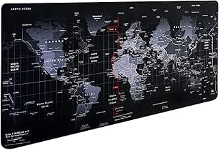 Gaming Mouse Mat, Large Mouse Pad, Size 80 x 30 cm, Thickness 3 mm, Premium Textured Non-Slip and Waterproof Computer Mouse Pad with Stitched Edges for Gaming/Office/Home, 80 x 30 cm, Map002