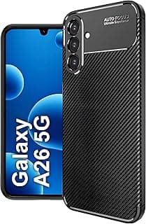 جراب متوافق مع سامسونج Galaxy A26 بتصميم ألياف الكربون نحيف وناعم TPU مضاد للصدمات
