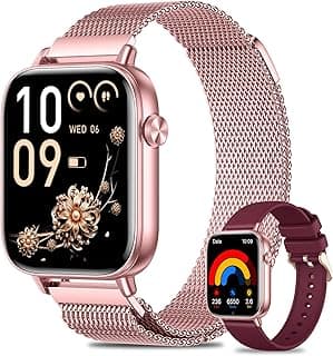 Smart Watch for Women(Answer/Make Calls), 1.83" Smartwatch with Heart Rate/SpO2/Sleep Monitor, 100+ Sport Modes, IP68 Waterproof Fitness Watches for Android & iPhone, 2 Bands, Pink