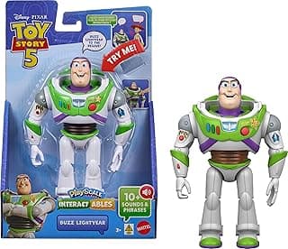 مجسم Mattel Disney and Pixar Toy Story 5 تفاعلي، باز يطير 7 بوصة، جمل من الفيلم ويتحدث مع الشخصيات الأخرى في السلسلة