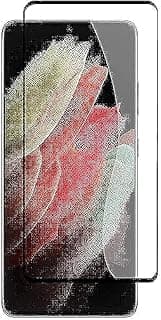 لاصقة حماية شاشة الحتروشي لسامسونج Galaxy S21 Ultra 5G، فيلم زجاج مقوى لسامسونج Galaxy S21 Ultra 5G، أسود (لاصق جانبي)
