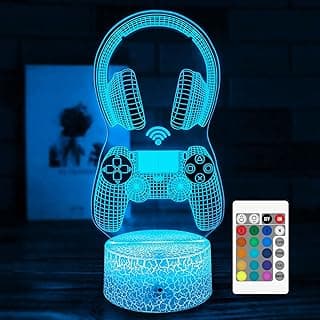 Gaming Night Light Gamer Room Decor for Boys 3D Illusion Lamp with Remote Control and Touch 16 Colors Gamer Gift for Kids Teen Boys Girls Video Game Battle Signs Gift