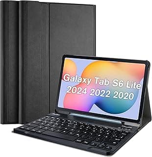 حافظة كيبورد لجهاز جالاكسي تاب S6 لايت 10.4 بوصة 2020، جراب ذكي رفيع وخفيف الوزن مع كيبورد لاسلكي لجهاز جالاكسي تاب S6 لايت 10.4 بوصة-P610 / P615 - أسود من بروكيس
