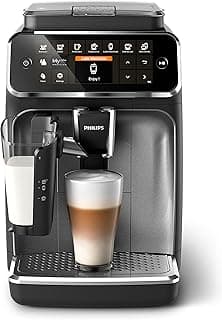 ماكينة اسبريسو فيليبس Bean-to-Cup - صانعة رغوة حليب LatteGo، 8 أنواع قهوة، شاشة بديهية، أسود (EP4346/70)