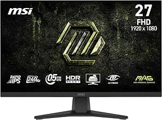 MSI شاشة العاب 272F X24 من ماج 27 انش FHD - لوحة IPS سريعة 1920×1080، 240 هرتز/0.5 مللي ثانية، خاصية HDR جاهزة، عناية بالعين، رؤية ذكاء اصطناعي HDMI 2.0b، P 1.2a، تصميم بدون حدود، فيسا، اسود
