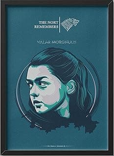 Arya Starkk Game of Throness Poster – "The North Remembers" Stark Sigil Art Print with Black Frame – 40×30 cm Wall Art