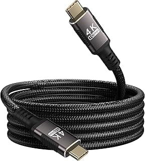 كابل USB-C إلى USB-C طويل 6.6 قدم متوافق مع Thunderbolt 3، كابل USB-C 3.1 لنقل البيانات بسرعة 10Gbps، يدعم فيديو 4K@60Hz/2K@120Hz، كابل شحن سريع PD3.0 100W مغطى بالنايلون