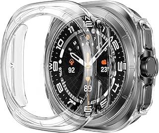 عبوة 2 جراب PC صلب مع واقي شاشة زجاج مقسى لساعة سامسونج Galaxy Watch Ultra (2025) مقاس 47mm، غطاء حماية مقاوم للخدش وغير قابل للانزلاق لساعة Galaxy Watch 7 Ultra، شفاف