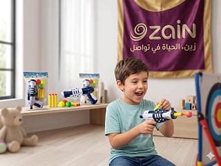 مجموعة مسدس ألعاب 2 في 1 - لإطلاق سهام الفوم الناعمة وكرات ملونة