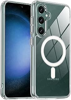 جراب لسامسونج Galaxy S24 FE شفاف يدعم الشحن اللاسلكي ومتوافق مع Magsafe وحماية للكاميرا (شفاف، سامسونج Galaxy S24 FE)