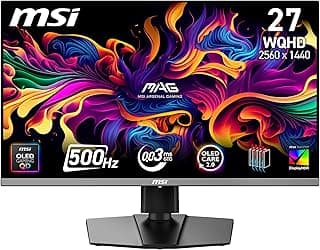 MSI شاشة العاب 272QP QD-OLED X50 27 انش WQHD من ماج - كوانتوم دوت OLED 2560 × 1440، 500 هرتز/0.03 مللي ثانية، شاشة HDR ترو بلاك 500، AMD فري سينك بريميوم برو، HDMI 2.1، DP 1.4a، اسود