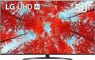شاشة UHD 4K مقاس 50 بوصة سلسلة UQ9100، تصميم سينما سكرين، 4K Active HDR، نظام WebOS سمارت AI ThinQ، ضمان سنة، أسود، 50UQ91006LC-AMAG