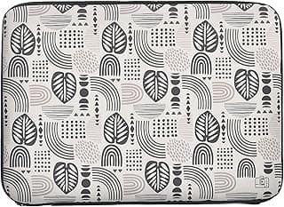 Dragon Leather Pocket Sleeve With Classic Leafs Design And Zipper Pocket For Laptop And Tablets 15.6 Inch - Black White