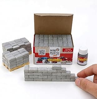 مكعبات أسمنت صغيرة - مكعبات صغيرة للبناء - طوب للبناء - 100 قطعة + خليط بناء قوي