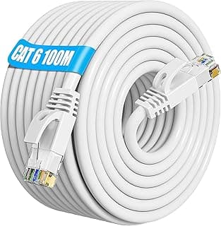 كابل شبكة ايثرنت 100 متر | CAT6, AWG23, CCA, UTP | اللون رمادي | يشمل 100 مشبك كابل