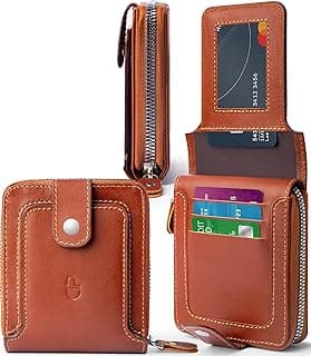 Di Pelle™ Handmade Genuine Leather Zipper Wallet for Men – Large Capacity Cowhide Leather Wallet with ID Window, Card Holder & External Card Case – Premium Handmade Quality (Havan)