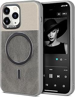 Dl3 Mobilak Premium Leather Magnetic Case for iPhone 15 Pro Max Compatible with MagSafe – Shockproof Protective Cover with Full Camera Protection, Slim Luxury Design (Gray)