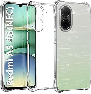 جراب USTIYA لهاتف Redmi A5 4G NFC شفاف من مادة TPU، حماية من الزوايا الأربعة بمعايير عسكرية، جراب شفاف ناعم