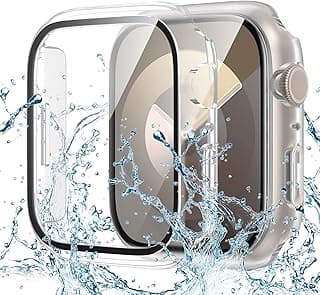 جراب Goton مقاوم للماء لابل واتش مقاس 45mm Series 9/8/7، غطاء حماية كامل صلب من PC، شفاف