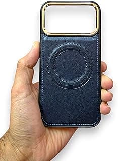 Compatible with iPhone 17 Pro Max Leather Case, Support Magnetic Charging Hard Shockproof Premium Leather Material (Navy)