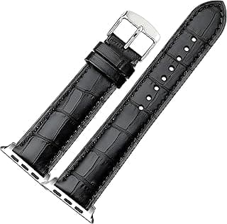 V VOLT Leather Band for Apple Watch 42mm 44mm 45mm 49mm, Crocodile Pattern Replacement Strap for Apple Watch Series 7 6 5 4 3 2 1 SE Men Women, Leather