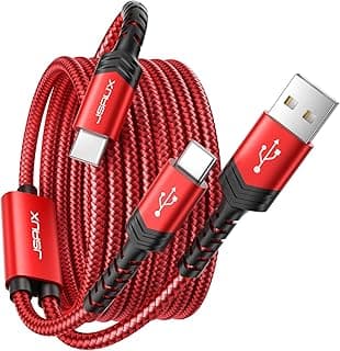 كابل USB C شحن سريع 6.6 قدم، 60W USB-C إلى USB-C، كابل شحن 2 في 1 (USB-A و USB-C) متوافق مع سامسونج، ايباد برو/اير/ميني، ماك بوك برو/اير