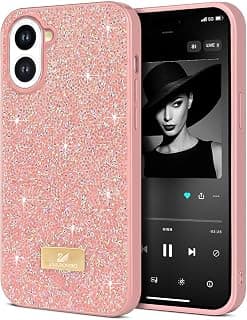 جراب لهاتف شاومي Redmi A5 مرصع بالكريستال اللامع، نحيف وخفيف الوزن ومضاد للصدمات والخدش (وردي)