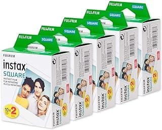 فيلم Instax Square، عبوة بيضاء متعددة (10 عبوات، 100 صورة إجمالي)