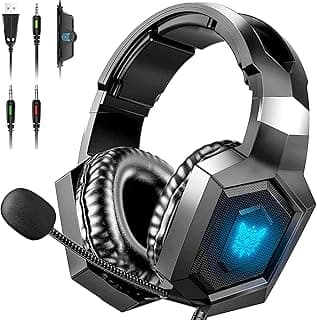 سماعة راس للالعاب لجهاز PS4‏، Xbox One‏، سماعات راس فوق الاذن للالعاب بنظام صوت محيطي 7.1، اضاءة فضاء لوني ار جي بي، بميكروفون بخاصية الغاء الضوضاء، لجهاز PS4‏ وPS5‏ وXbox One‏ والكمبيوتر واللاب توب