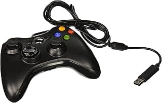 ذراع تحكم في الالعاب بسلك ومنفذ USB من فايف ستار للاستخدام مع Xbox 360 ونظام تشغيل ويندوز 7 X86 8 X86 5 الوان اكس بوكس أسود
