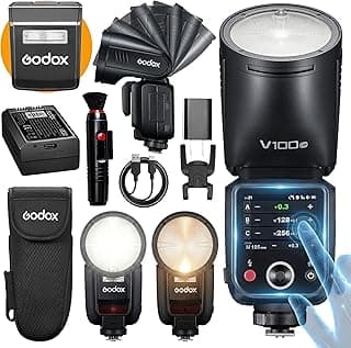 GODOX V100 C GODOX Flash for Canon –Touchscreen Control 100W TTL Camera Flash 【GODOX V1 for Canon】 Upgraded 70 Full Power Consecutive Flashes Camera Flash for Canon 5D Mark IV/Canon RP/Canon M50/etc