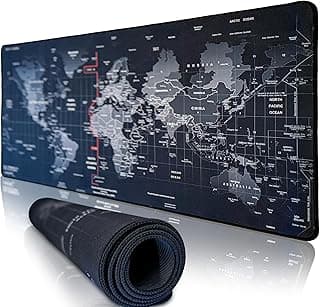World Map XL Mouse Pad – Large 31.50 x 11.8 inches Gaming Desk Mat, Extended Non-Slip Keyboard & Mousepad for Computer, Laptop & PC (80cm/31.49" - 30cm/11.81")