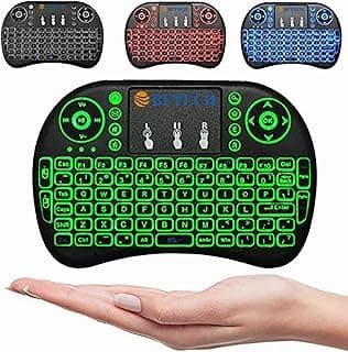 Tricolor Mini Wireless Touch Keyboard Handheld Remote, Touchpad Mouse Combo, 3 Color LED Backlit Remote Control for Android TV Box, PS3 Xbox, Raspberry Pi 3, HTPC,Windows 7,8,10
