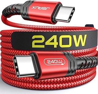 كابل شحن سريع USB C إلى USB C بقدرة 100 وات بطول 3 م، متوافق مع ماك بوك برو 2020 2019 2018، اي باد اير 4، اي باد برو 2020 2018، جالكسي S21 S20 ألترا نوت 20 10، وغير ذلك- أحمر
