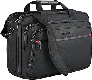 Laptop Briefcase for Men and Women, Fits Up to 17.3 Inches for Expandable Top Water Repellent Shoulder Bag for Travel/Business/School, Black