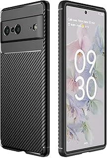 جراب كربون فايبر TPU مضاد للبصمات والصدمات لهاتف Pixel 7 (أسود كربون)