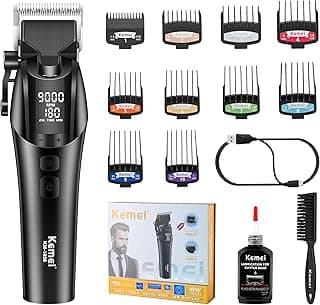 KEMEI 1858 Professional Hair Clippers for Men, Rechargeable Barber Clipper for Hair Cutting, Cordless Hair Trimmer with LED Display & 5-Speed Adjustable Settings, Gifts for Men