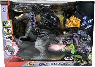 RC Remote Control Dinosaur Robot Toy for Kids Ages 3 and Up with Lights and Sound