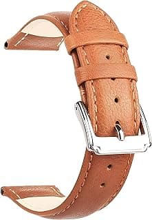 Next Store 20mm Brown Leather Watch Band Compatible with Samsung Watch 3/4/5/6/Active/Active 2 - Huawei GT2 42mm - Ultra Soft Leather Replacement Strap for Men Women