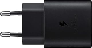سامسونج شاحن سامسونج USB C، 25 واط، فائق السرعة، شحن سريع، شاحن اصلي مع كابل، اسود