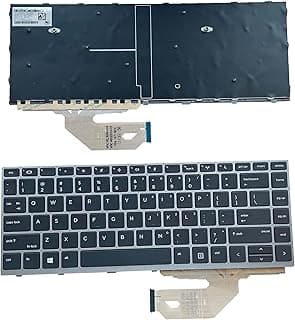 كيبورد بديل مع مفك، توزيع أمريكي، لجهاز اتش بي Probook 430 G5 440 G5 445 G5 640 G4 645 G4 640 G5 بإطار بدون إضاءة خلفية (إطار فضي، بدون إضاءة)