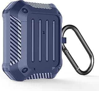 Case Compatible With AirPods 2 with Keychain, Military Full-Body Rugged Protective Shockproof Case (BLUE)