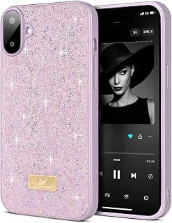 جراب لهاتف سامسونج Galaxy A07 4G، جراب مرصع بالكريستال اللامع، نحيف وخفيف الوزن، حماية كاملة للجسم ومضاد للصدمات والخدش (أرجواني فاتح)