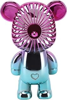 USB Rechargeable Battery Powered Colorful Portable Hand Fan for Desktop | Battery Operated, 400mAh Battery, 45-60 Min Runtime, Colourful Design, Lightweight 142g