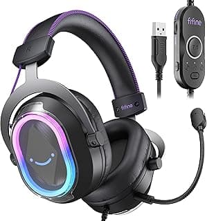 فيفين سماعة راس سلكية للالعاب بمنفذ USB: صوت محيطي 7.1 - RGB قابلة للتخصيص نابضة بالحياة - توازن الالعاب/الدردشة، سماعة العاب مع ميكروفون بخاصية الغاء الضوضاء للكمبيوتر وبلاي ستيشن 5 وبلاي ستيشن 4