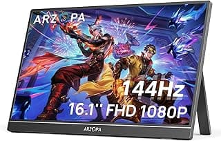 شاشة جيمنج محمولة 16.1 بوصة 144Hz، دقة 1080P FHD مع دعم sRGB 106% و HDR، نحيفة للغاية، حماية للعين، شاشة ثانية خارجية للابتوب، PC، PS5، Mac، Xbox-Z1FC