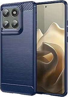 جراب حماية TPU مضاد للصدمات وبصمات الأصابع بتصميم ألياف الكربون لموتورولا Edge 60 Pro - أزرق