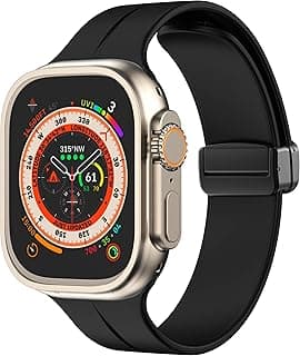 حزام مغناطيسي سيليكون من Dl3 لساعة ابل واتش الترا 49mm 45mm 44mm 42mm 41mm 40mm 38mm للرجال والنساء، حزام رياضي ناعم بديل لساعة ابل سيريس 9/8/7/6/5/4/3/2/SE/Ultra2